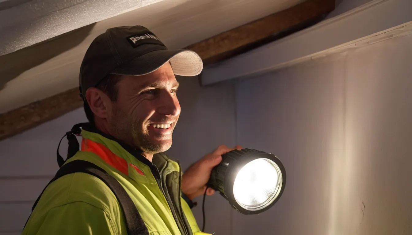 A local provider inspecting an attic for rodent and wildlife entry points in a home in La Plata